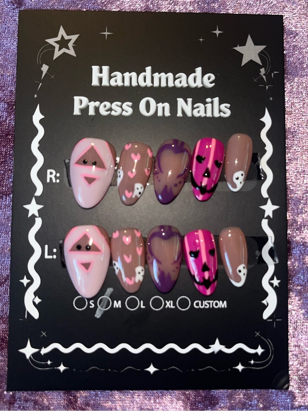 Handmade Press On Nails - Pink & Purple Mix